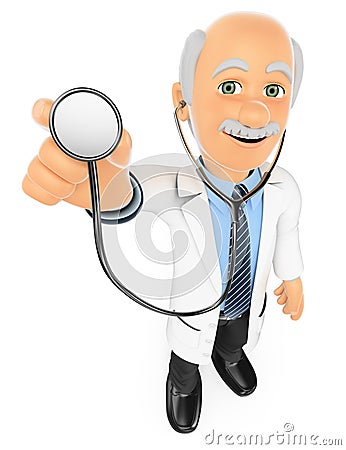 3D Doctor listening with a stethoscope Stock Photo