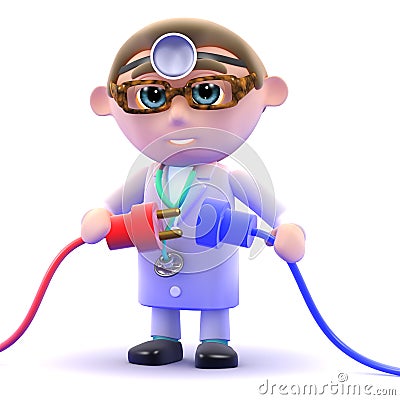 3d Doctor plugs in the power Stock Photo