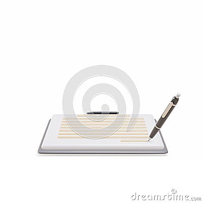 3d documents and pens icon. Vector illustration Vector Illustration