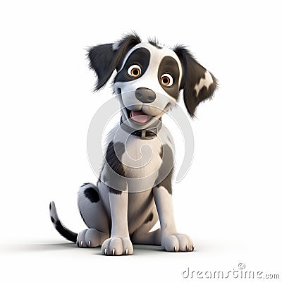 3d Cel-shaded Dog Pose In Front Of White Background Stock Photo