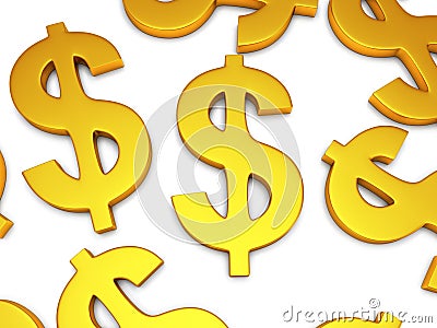 3D Dollar signs on white Stock Photo