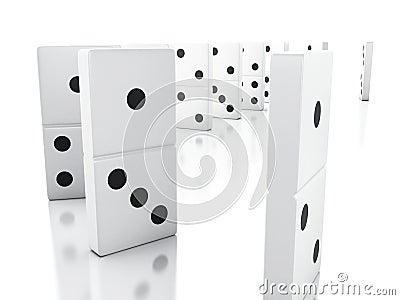 3d Domino tiles falling in a row Cartoon Illustration