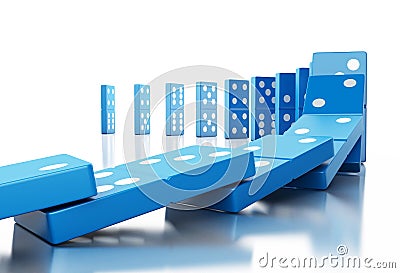 3d Domino tiles falling in a row Cartoon Illustration