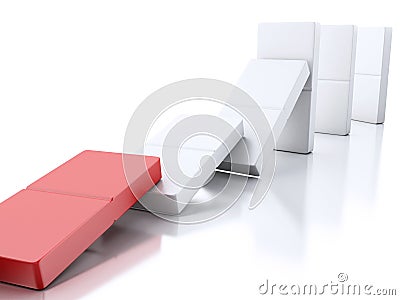 3d Domino tiles falling in a row Cartoon Illustration