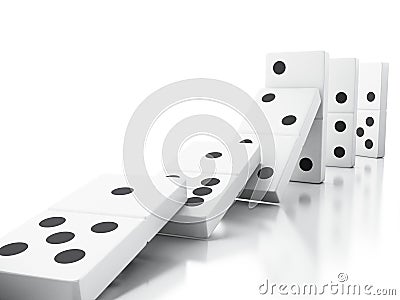 3d Domino tiles falling in a row Cartoon Illustration