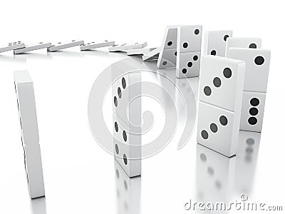 3d Domino tiles falling in a row Cartoon Illustration