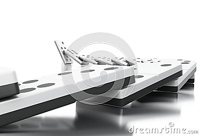 3d Domino tiles falling in a row Cartoon Illustration