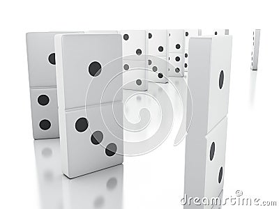 3d Domino tiles in a row Cartoon Illustration