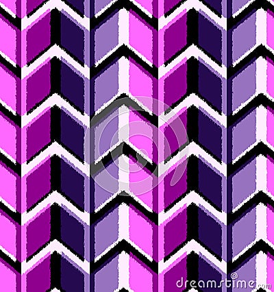 3D drawing zigzag in fashionable colors of ultraviolet and blue. Seamless pattern geometric ornament. Vector Illustration