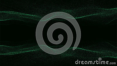 3d dynamic double digital wave. Smart technology wave. Flow digital structure. Cyber technology background. Vector Vector Illustration