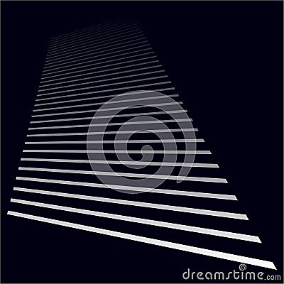 3d dynamic lines, stipes in perspective vanishing, diminishing into horizon Vector Illustration