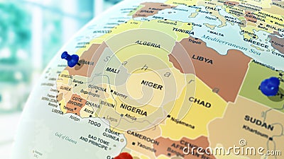 3d earth globe with pinpoints Stock Photo