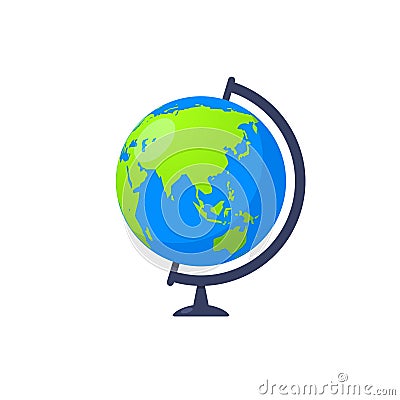 3d earth globe world vector icon. Travel globus cartoon simple illustration geography table desk globeisolated icon. Vector Illustration