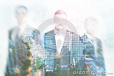 3D Earth hologram on blurred background.Global business and communication concept Stock Photo