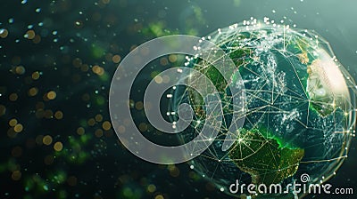 3d earth model depicting agriculture s impact on greenhouse gases with glowing data lines Stock Photo