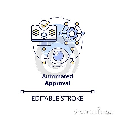 2D customizable automated approval thin linear icon concept Vector Illustration