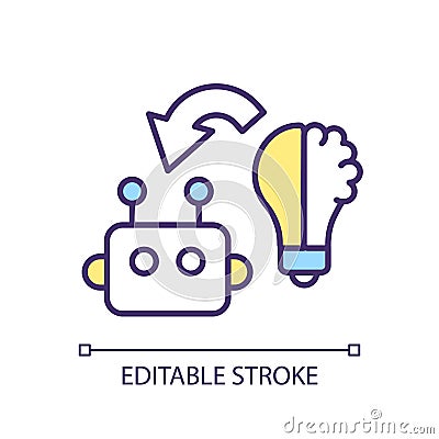 2D editable colorful ML algorithms line icon Vector Illustration