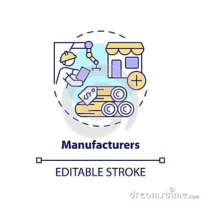 2D customizable manufacturers thin linear icon concept Vector Illustration