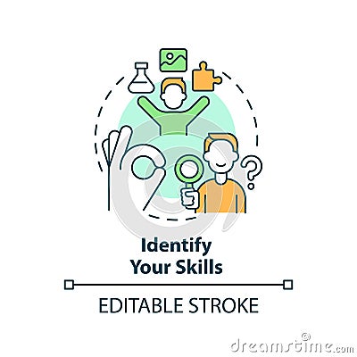 Thin line simple colorful identify your skills icon concept Vector Illustration