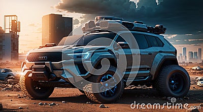 3d effect - photorealistic futuristic suv Stock Photo