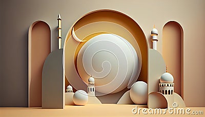 3d eid mubarak design banner for islamic banner festivity like eid al adha fitr ramadhan etc Stock Photo