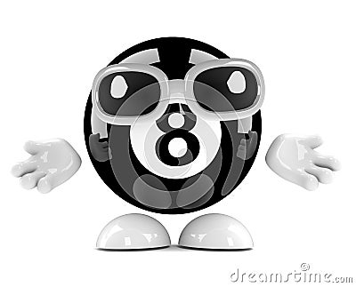 3d Eight ball shrugs Stock Photo