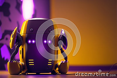 3D electric robot charging station work. Generative AI Stock Photo