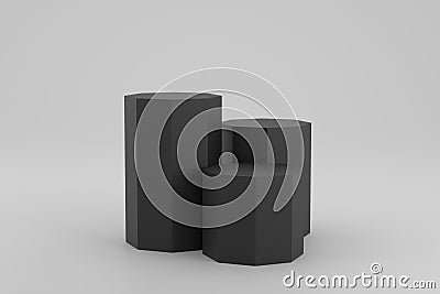 3D. Elegant black Octagon Podium on Geometric Background for Premium Presentations Stock Photo