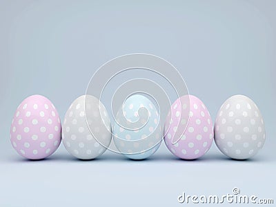 3d elegant pastel Easter eggs Stock Photo