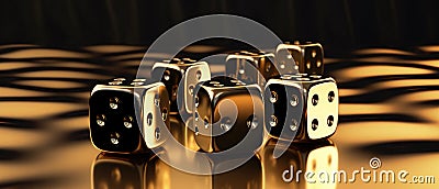 D Element Of Black And Gold Dice Luxurious Casino Aesthetic Stock Photo