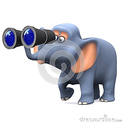 3d Elephant birdwatcher Stock Photo