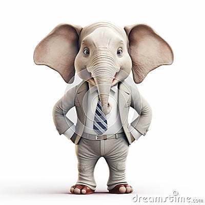 3d Elephant Business Suit Emotional Sensitivity And Lively Storytelling Stock Photo