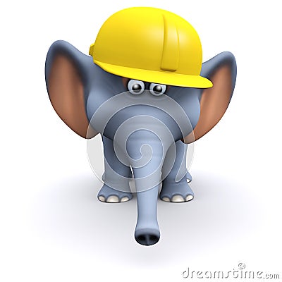 3d Elephant construction worker Stock Photo
