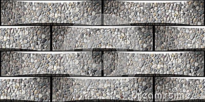 3D Elevation wall tiles design. Concrete stone architectural rendering digital ceramic tile. Geometric concrete modules. Cartoon Illustration