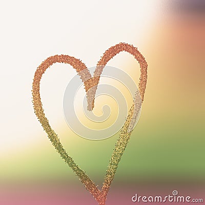 3D embossed heart on gradient background. Sand textured background. Stock Photo