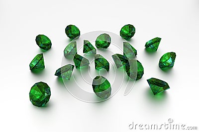 3D Emeralds Stock Photo