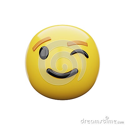 3d emoji Winking Face Cartoon Illustration