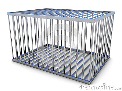 3d Empty metal cage Stock Photo