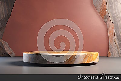 3D Empty Podium Mockup Display on Minimal Multicolor Stone Background and Texture Stock Photo