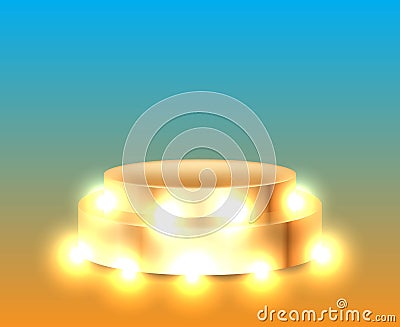 3d empty podium scene with lights Stock Photo