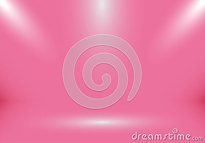 3D empty studio room show booth for designers with spotlight on pink gradient background for valentines day Vector Illustration