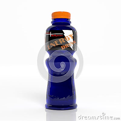 3D energy drink blue plastic bottle Stock Photo