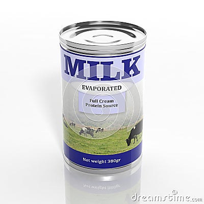 3D evaporated milk metallic can Stock Photo