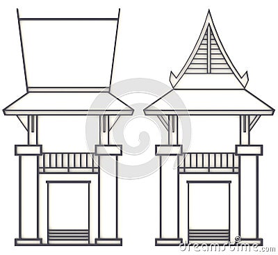 3D evelation drawing of south-east Asian pavilion or temple Stock Photo
