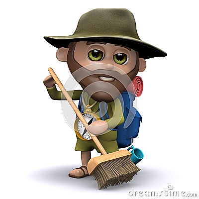 3d Explorer sweeps up the mess Stock Photo