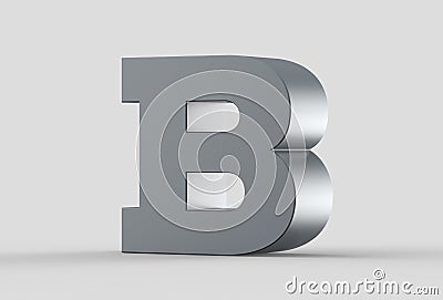 3D extruded uppercase letter B isolated on soft gray background. Stock Photo