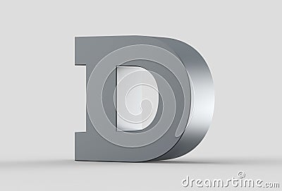 3D extruded uppercase letter D isolated on soft gray background. Stock Photo