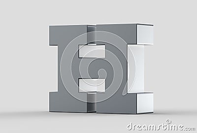 3D extruded uppercase letter H isolated on soft gray background. Stock Photo