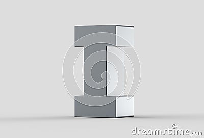 3D extruded uppercase letter I isolated on soft gray background. Stock Photo