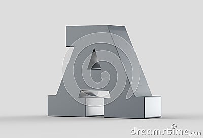 3D extruded uppercase letter A isolated on soft gray background. Stock Photo